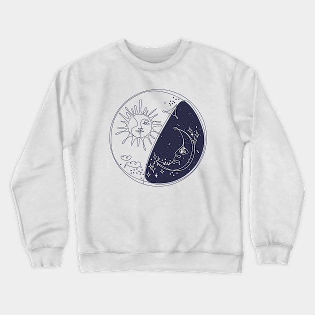 Monoline moon sun yin yan Crewneck Sweatshirt by Mako Design 